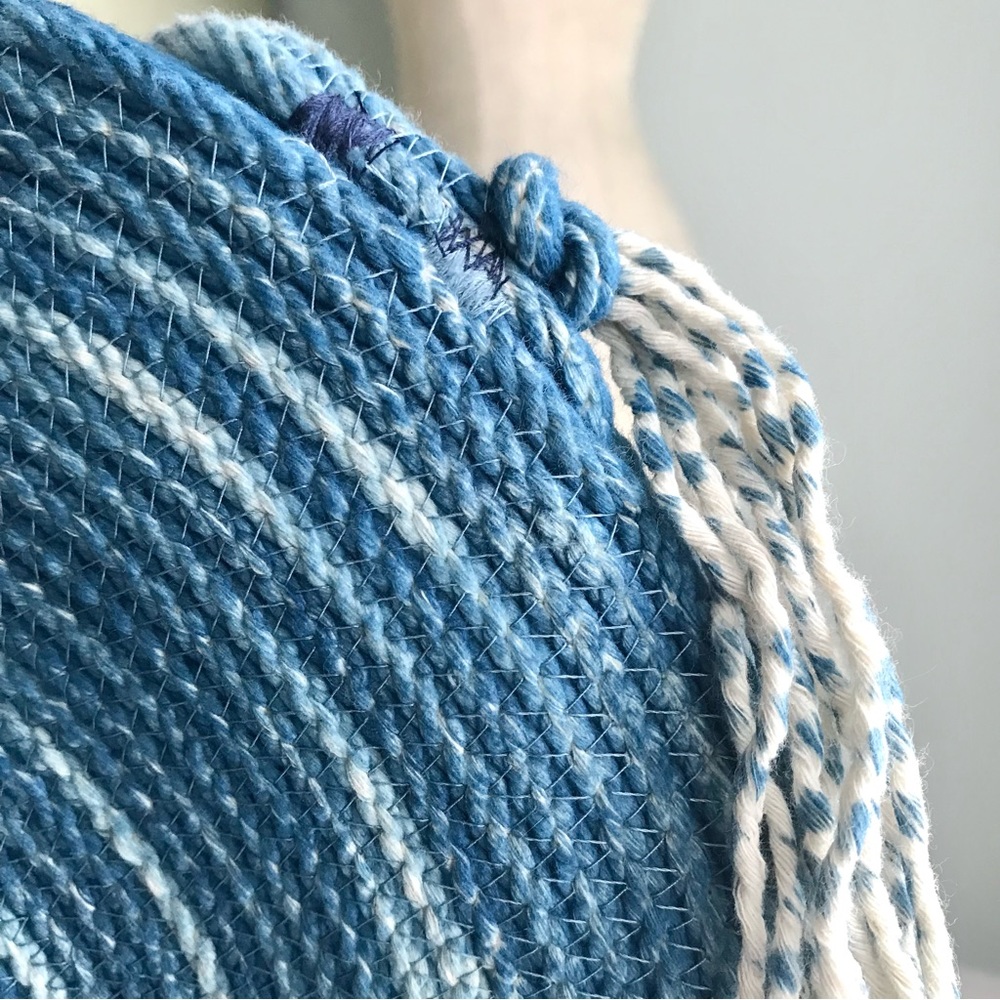 HEY BLUE Handmade Blue Cotton Dyed Round Circle LP Bag // Rope Woven Purse - Picture 4 of 6